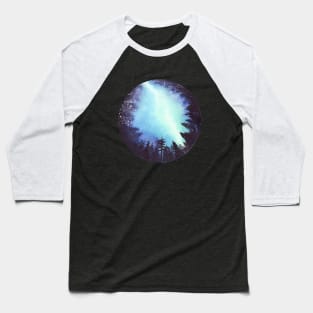 Aurora Borealis glowing above pine forest Baseball T-Shirt